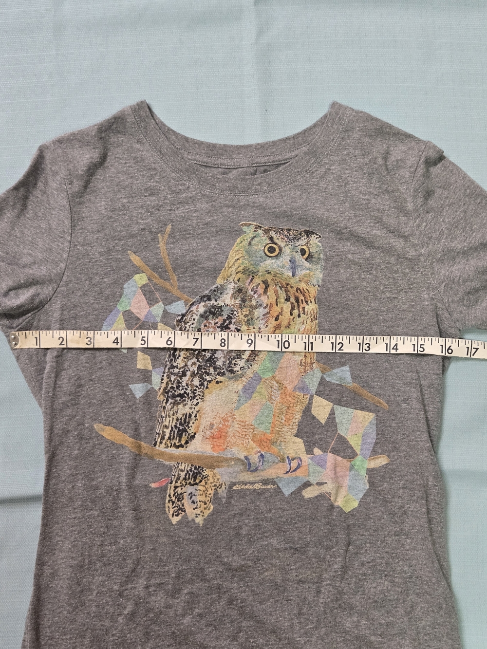 Eddie Bauer Heather Gray Owl Graphic Short Sleeve Tee - Picture 4 of 6